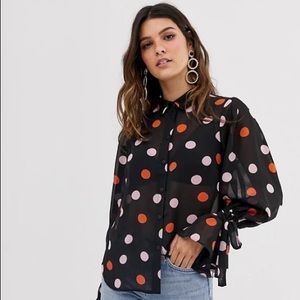 [ASOS] NWT Sheer Polka Dot Long Sleeve